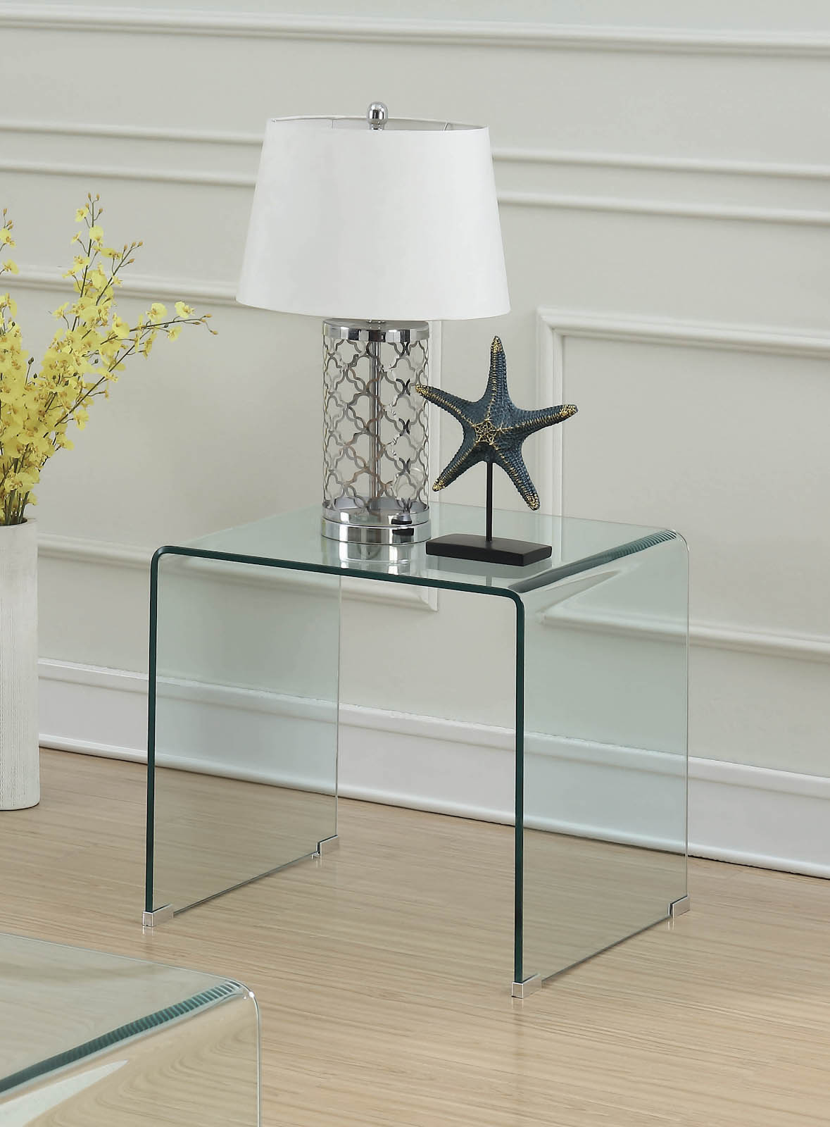 Square clear accent table