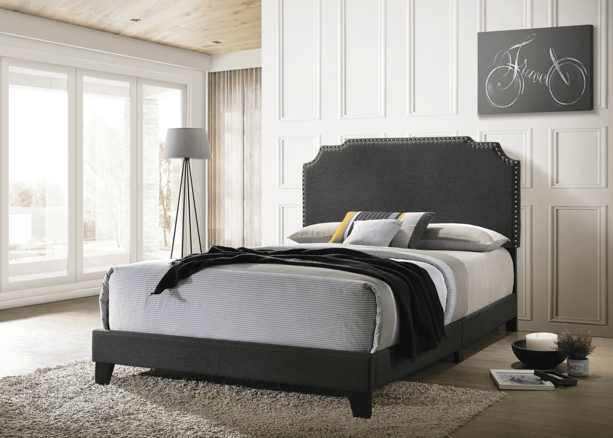 cozy bedroom: Tamarac Upholstered Nailhead Full Bed from Coaster