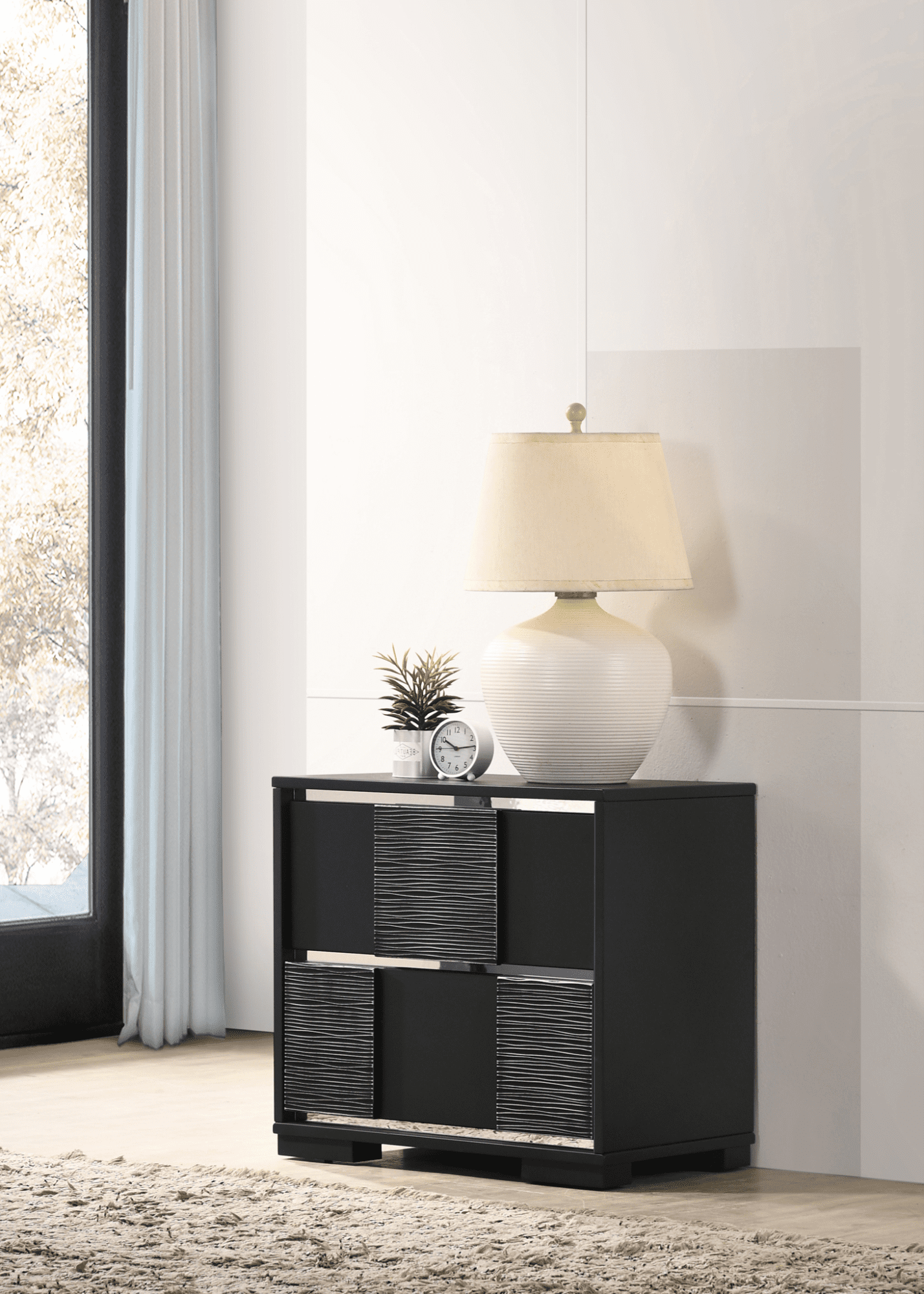 Blacktoft 2-drawer nightstand in black