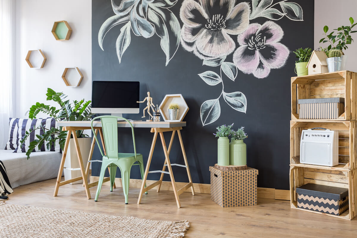 Workspace with a huge blackboard